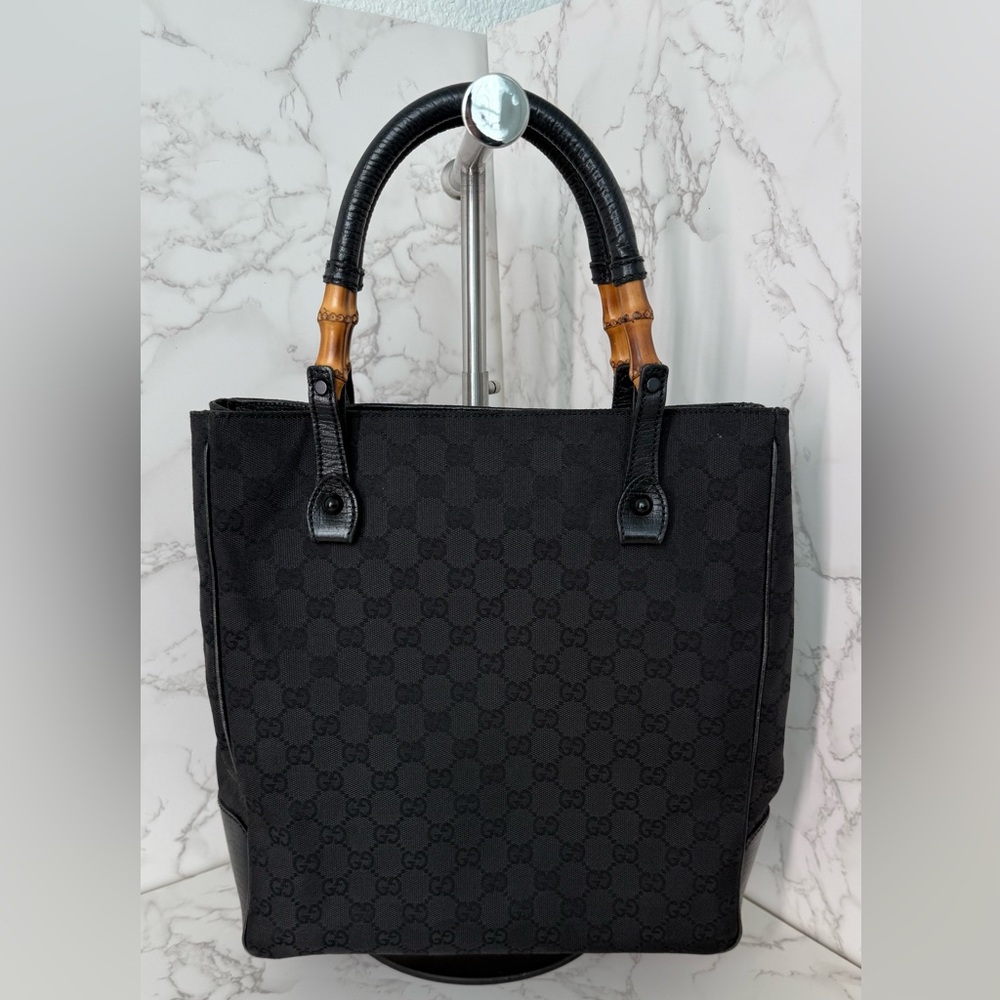 Gucci Black Tote with Bamboo Accents